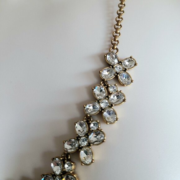 J. Crew clear rhinestones gold tone necklace floral design. - Picture 7 of 7